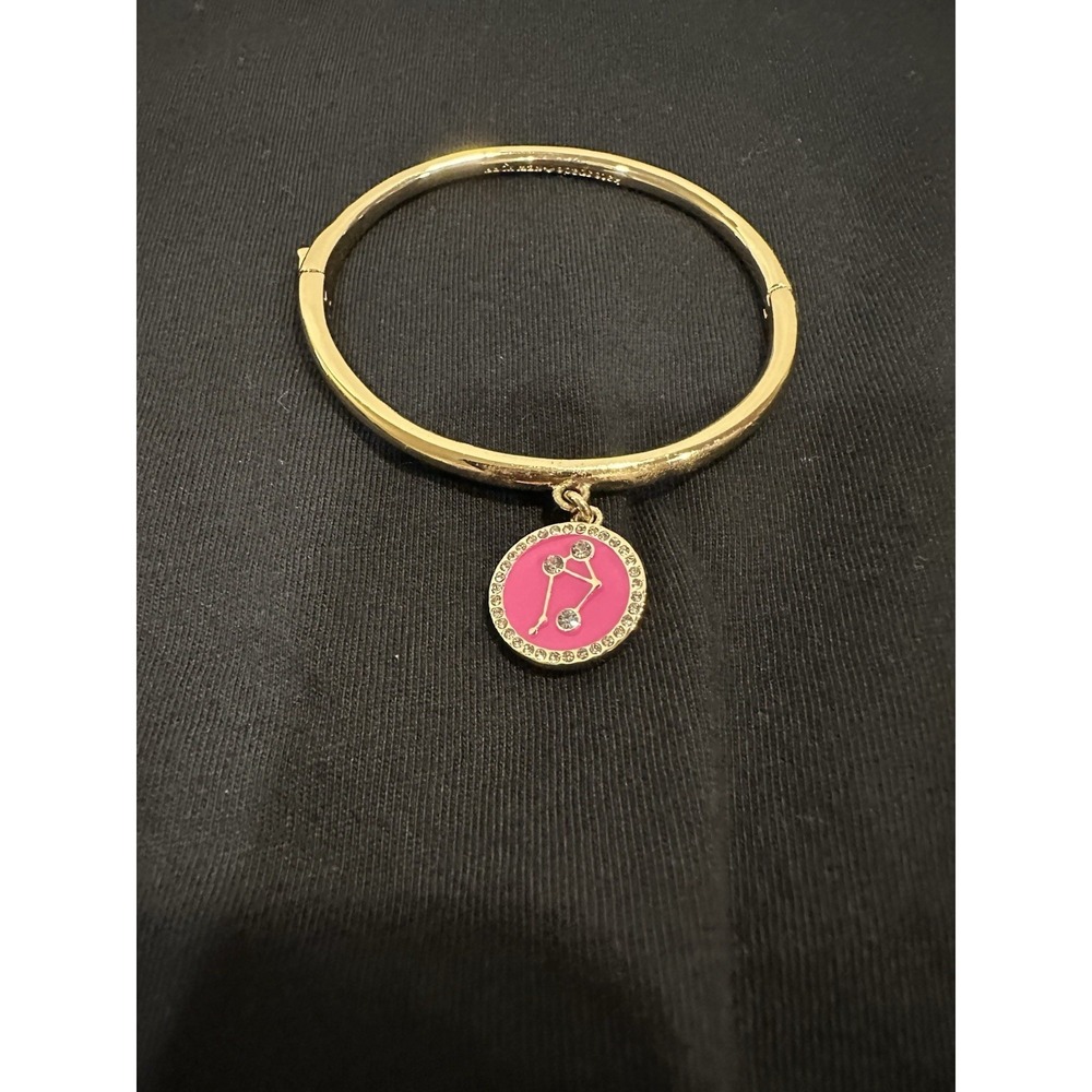Kate Spade Bracelet Clasp Bangle Pink Libra Horoscope Sign Crystal Sparkle - Picture 2 of 16